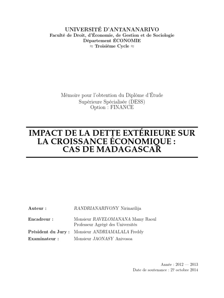 Impact de la Dette Extérieure à Madagascar | PDF | Dette publique ...