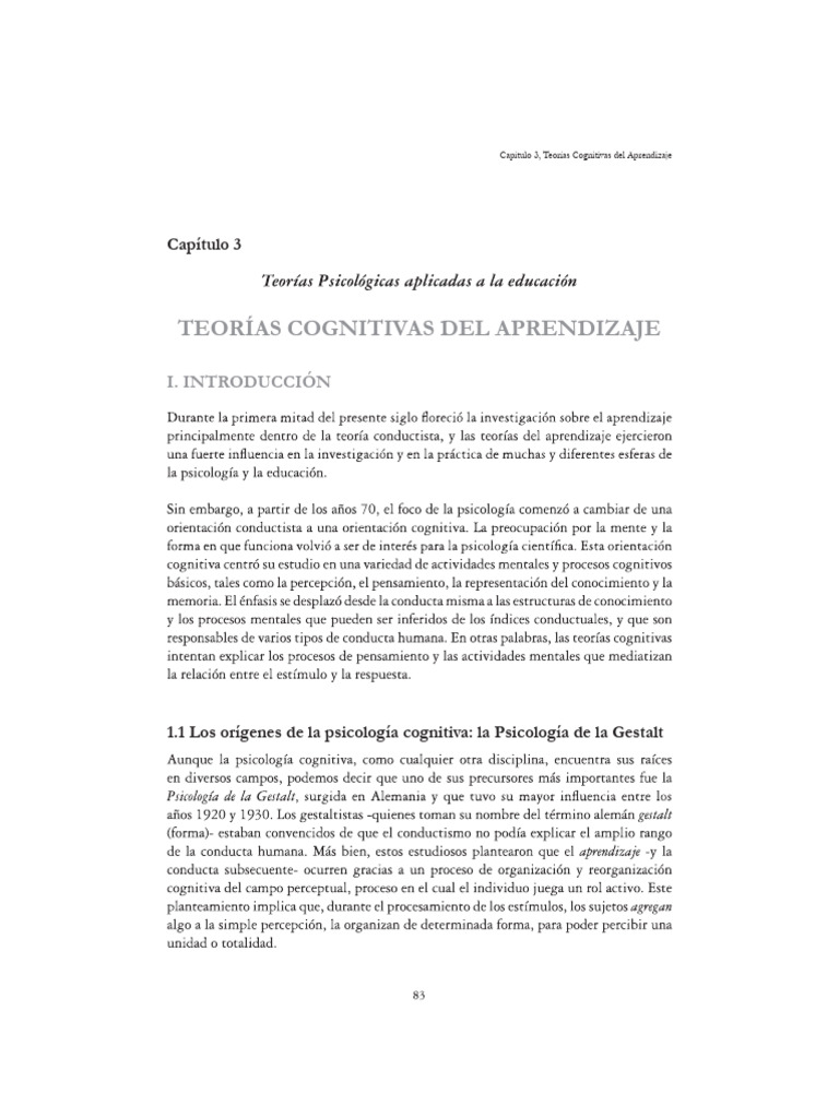 Teorías Cognitivas del Aprendizaje | PDF | Psicología Educacional ...