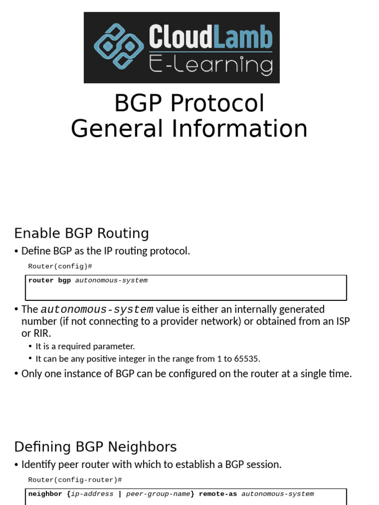 BGP Configuration and Management Guide | PDF | Ip Address | Internet ...