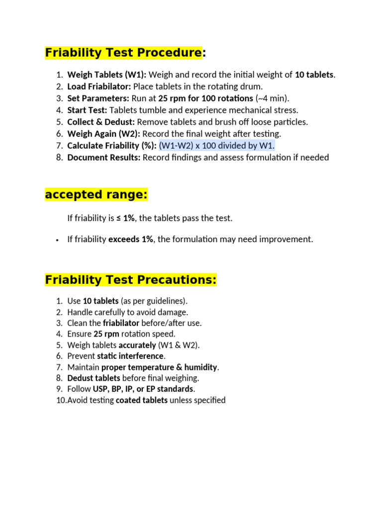 Friability Test | PDF