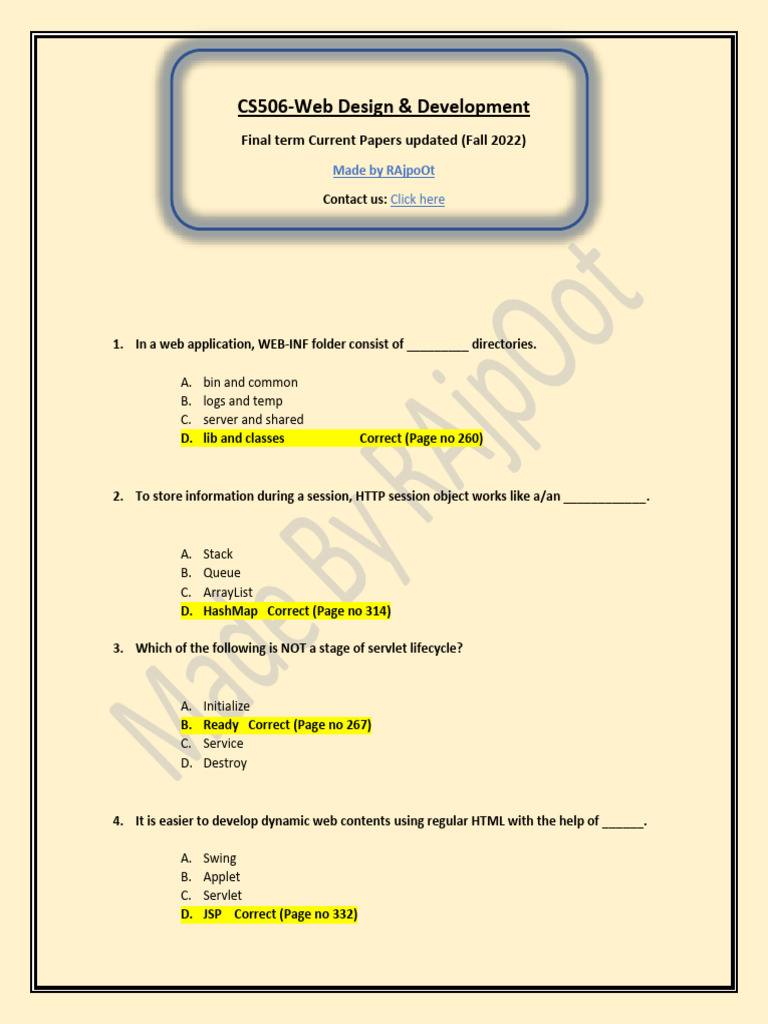 CS506 Web Design Final Exam Papers | PDF | Software Development ...