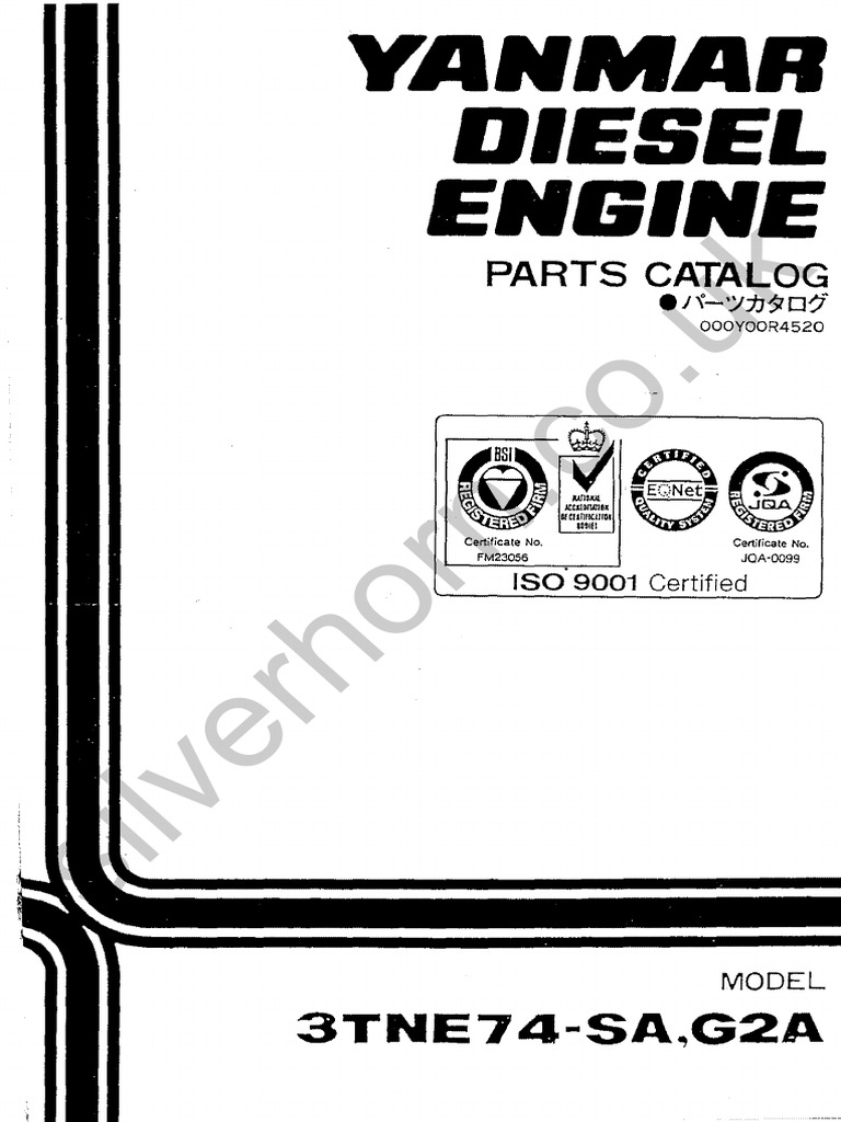 YANMAR 3TNE74-SA Parts Catalog | PDF | Vehicle Technology | Machines