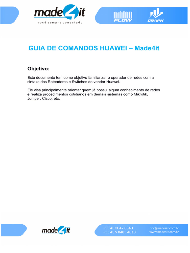 Comandos Essenciais para Roteadores Huawei | PDF | Comutador de rede ...