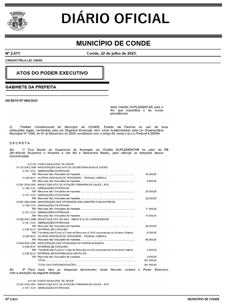 Atos do Poder Executivo de Conde | PDF | Conselho de Segurança das ...