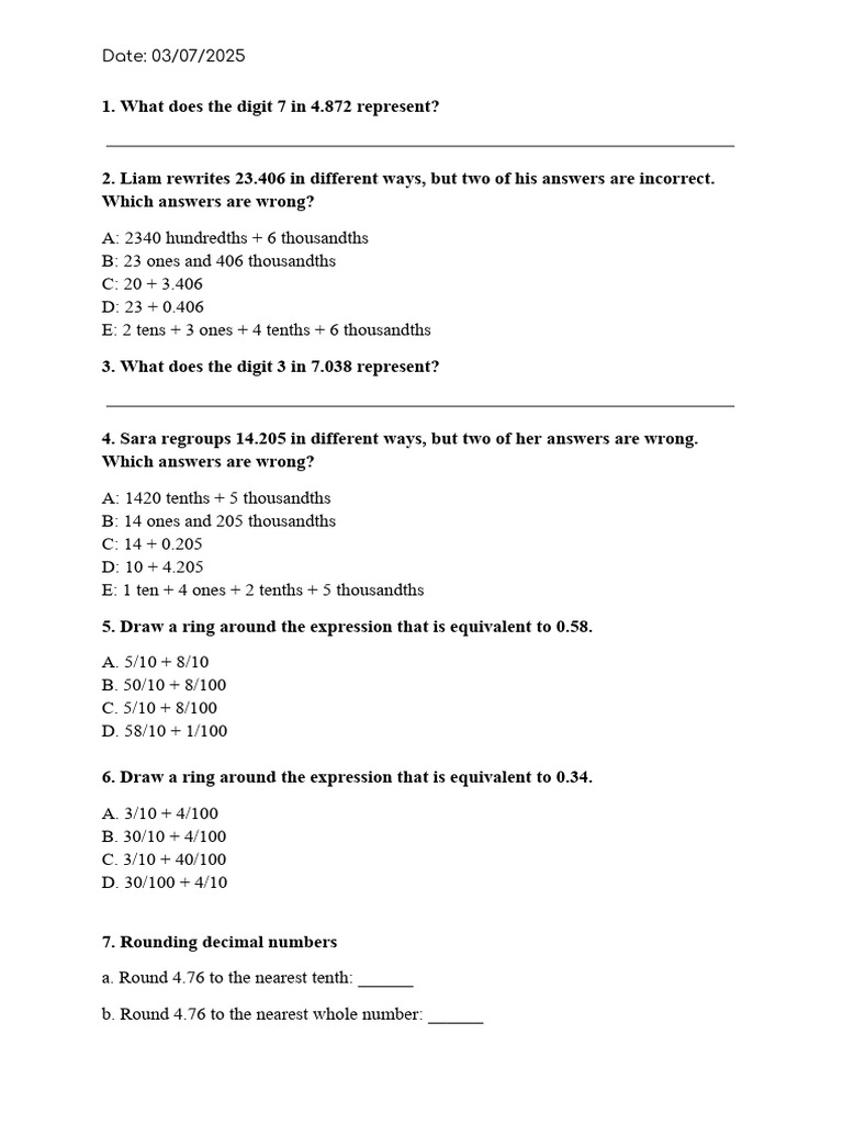 Maths Grade 5 | PDF