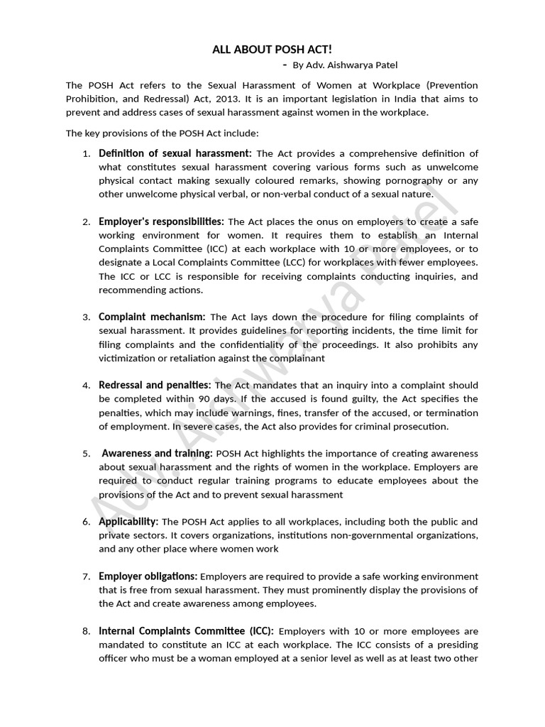 Understanding the POSH Act 2013 | PDF | Sexual Harassment ...