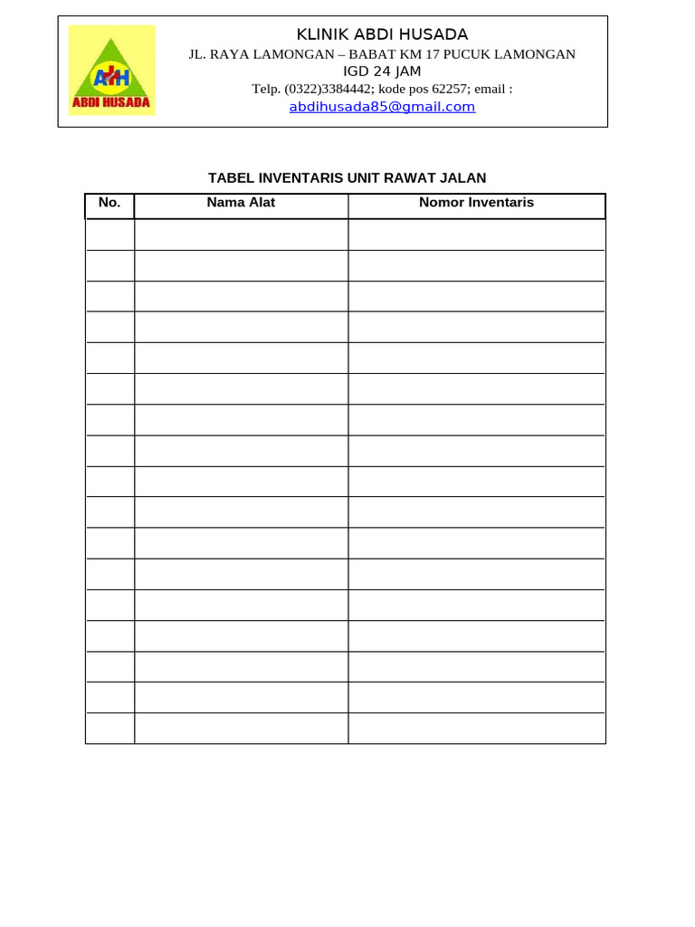 Format Tabel Inventaris RJ | PDF