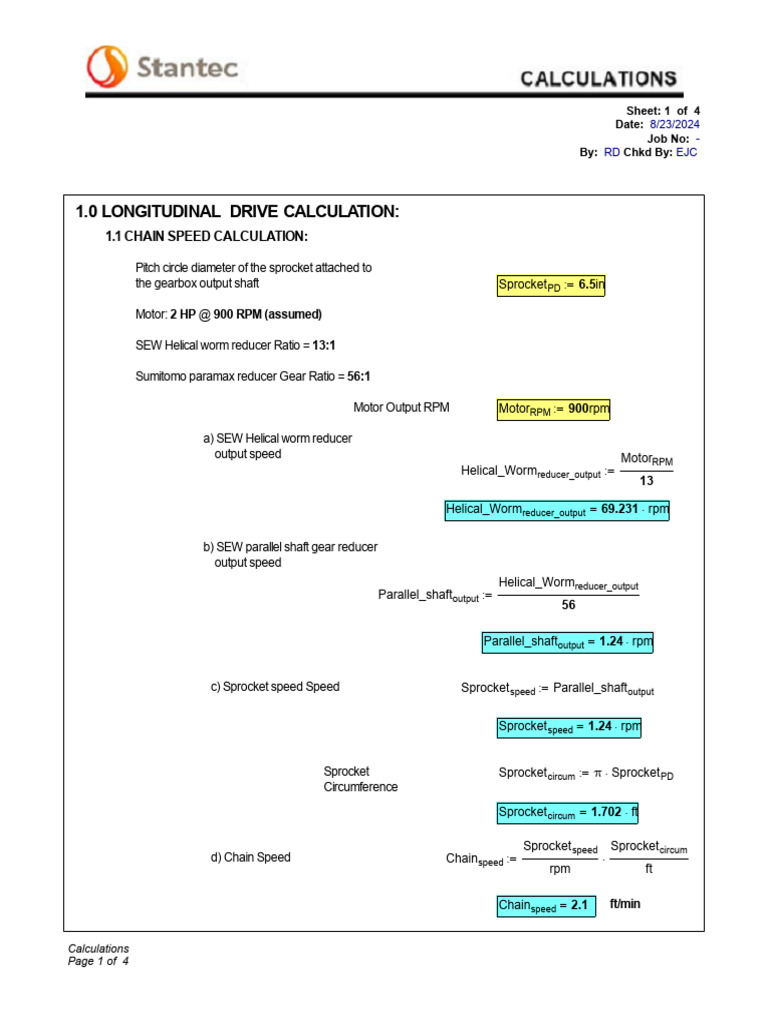 Transverse Drive Calculations | PDF | Gear | Kinematics