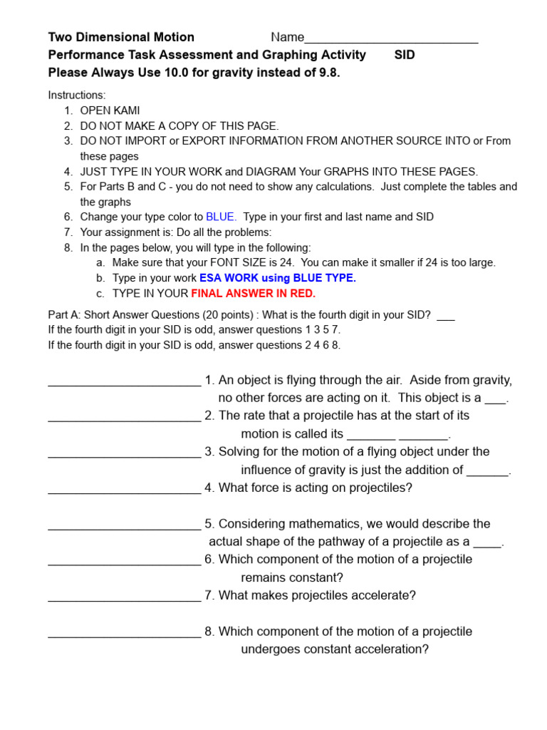 Two-Dimensional Motion Assessment | PDF | Projectiles | Velocity