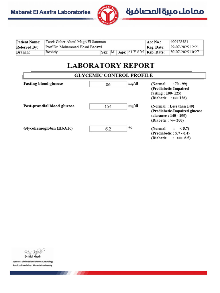 Laboratory Report: Glycemic Control Profile | PDF | High Density ...