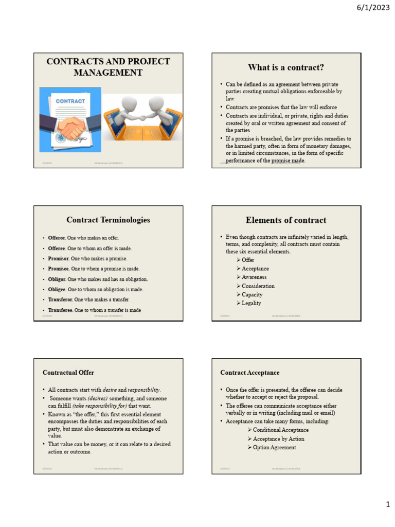 Project Contract Management Notes-2023 - 045453 | PDF | Offer And ...