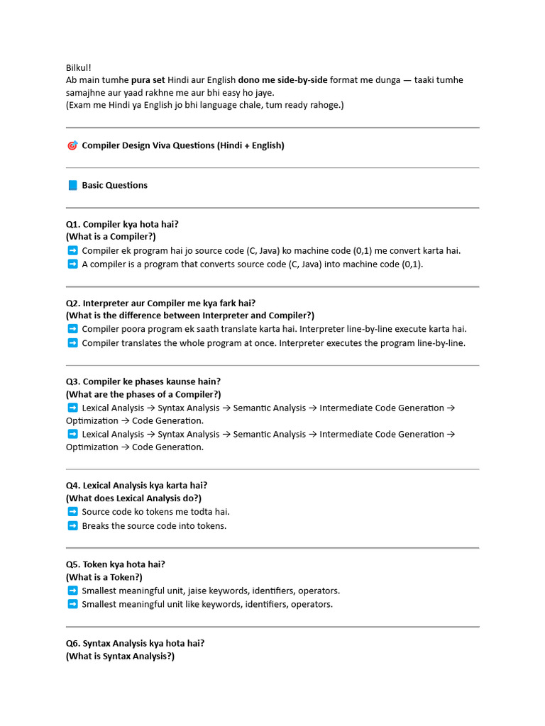 Compiler Design Viva Questions | PDF | Parsing | Metalogic