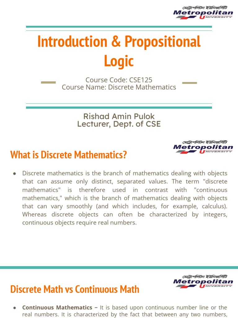 Discrete Mathematics: Logic Fundamentals | PDF | Discrete Mathematics ...