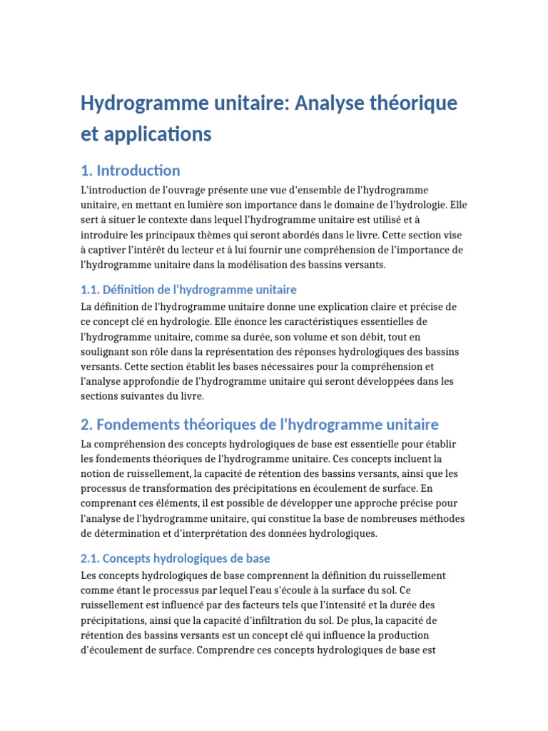 Analyse de l'hydrogramme unitaire | PDF | Modèle mathématique | Débit ...