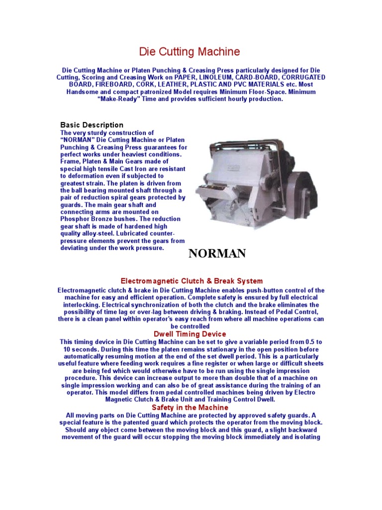 Die Cutting Machine PDF Gear Machines