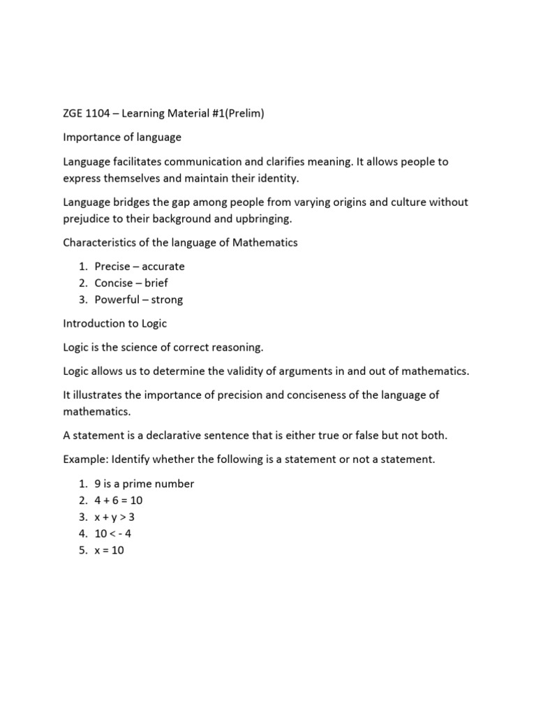 Language and Logic in Mathematics | PDF | If And Only If | Logic