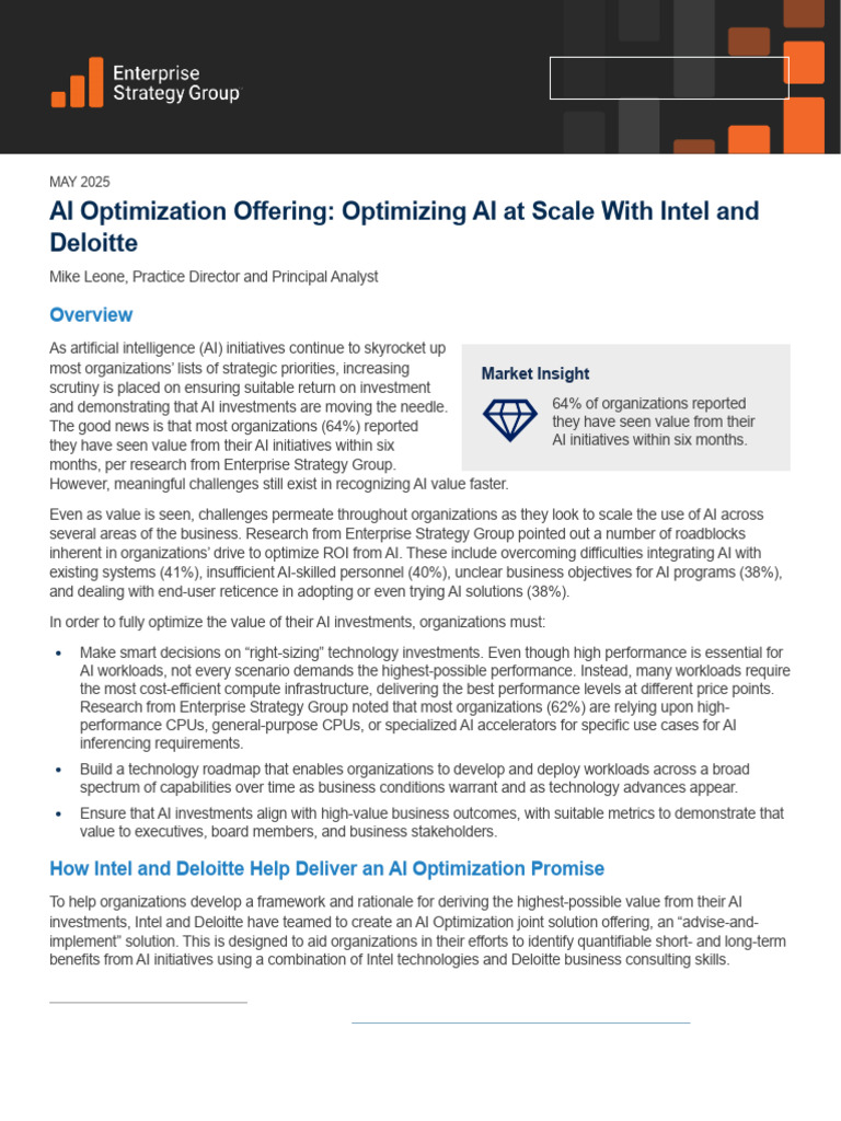 Deloitte AI Optimization Strategy 2025 | PDF | Artificial Intelligence ...