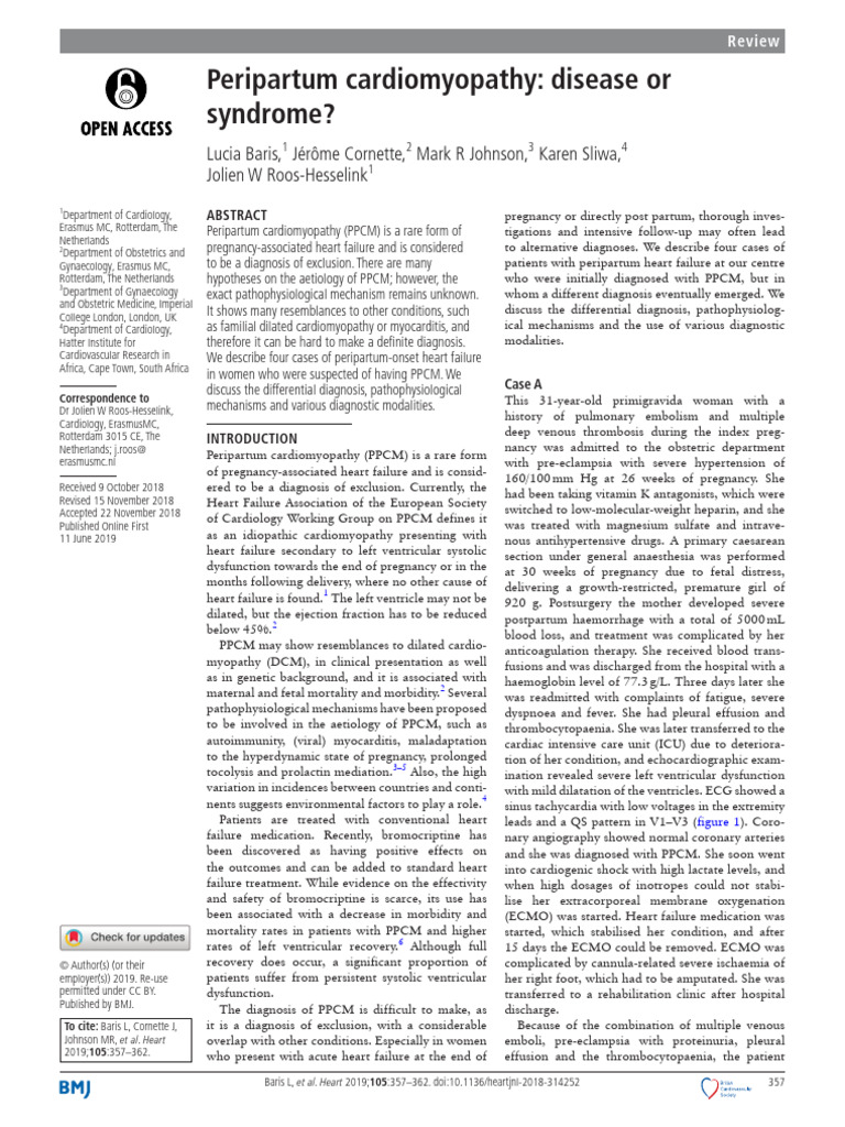 Peripartum Cardiomyopathy Insights | PDF | Heart Failure | Heart