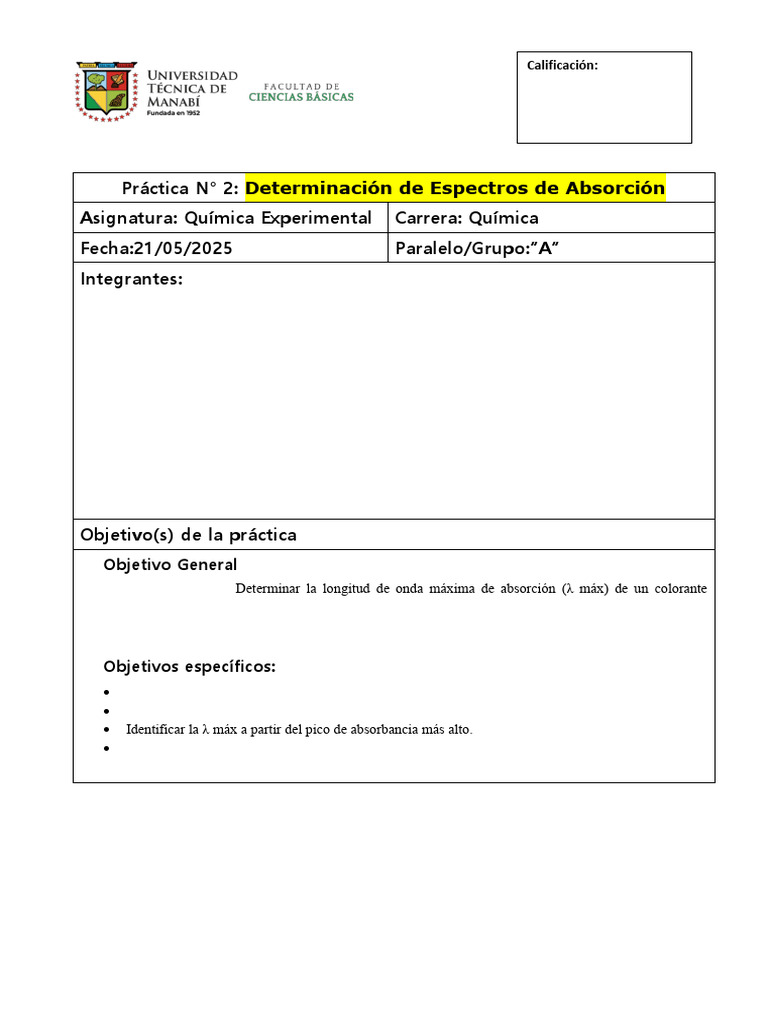 Practica 2 Labq Experimental I | PDF | Absorción (radiación ...