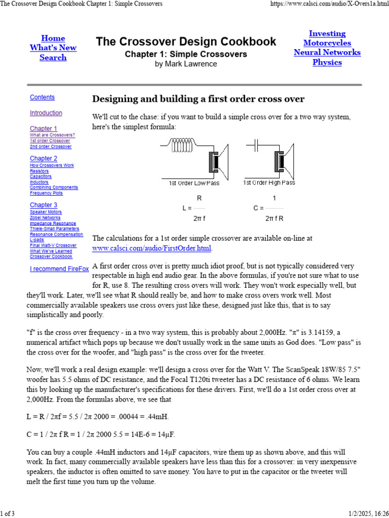Simple First Order Crossover Guide | PDF | Loudspeaker | Capacitor