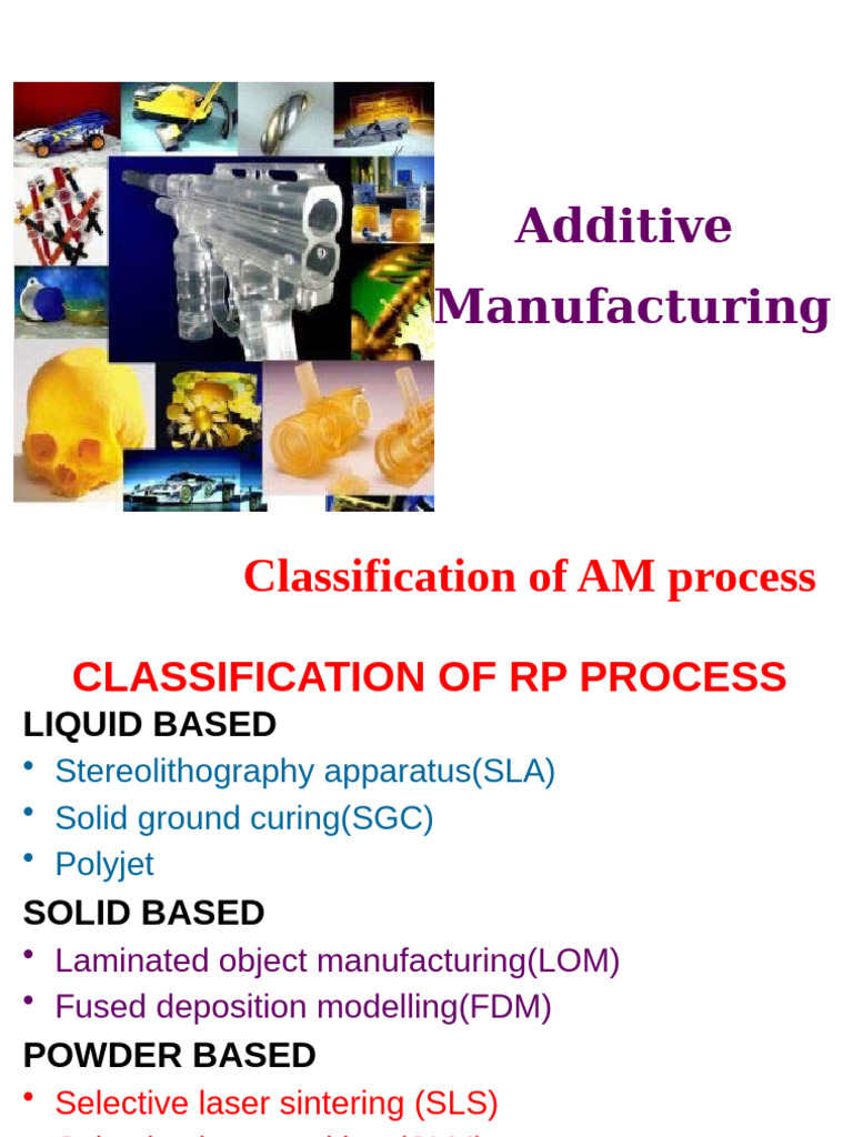 Additive Manufacturing Process Classification | PDF | 3 D Printing ...