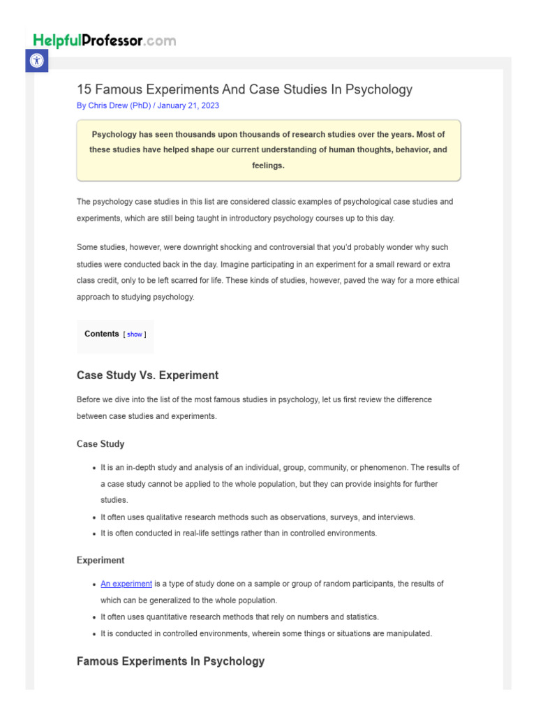 15 Iconic Psychology Case Studies | PDF | Psychology | Behavioural Sciences