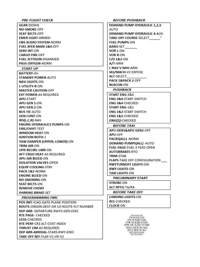 747-400 Check Lists | PDF | Aviation Safety | Vehicles