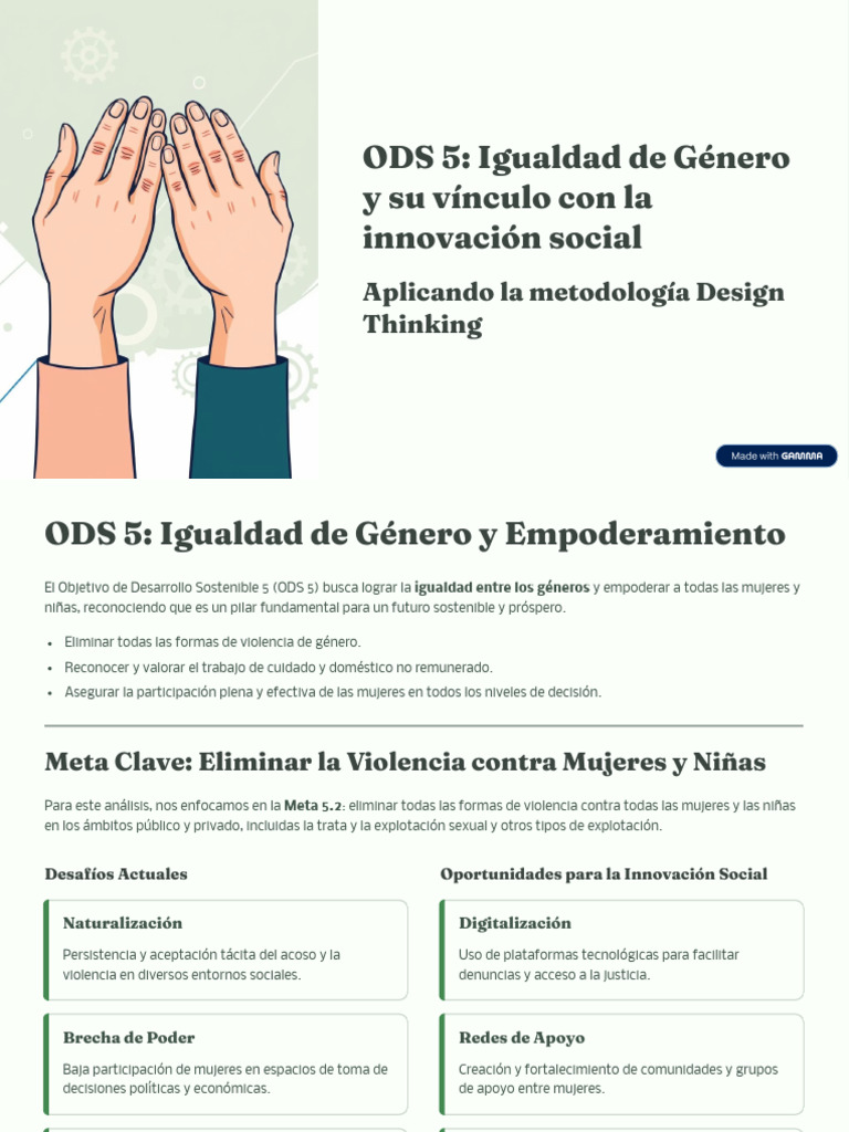 ODS 5 Igualdad de Genero y Su Vinculo Con La Innovacion Social | PDF ...