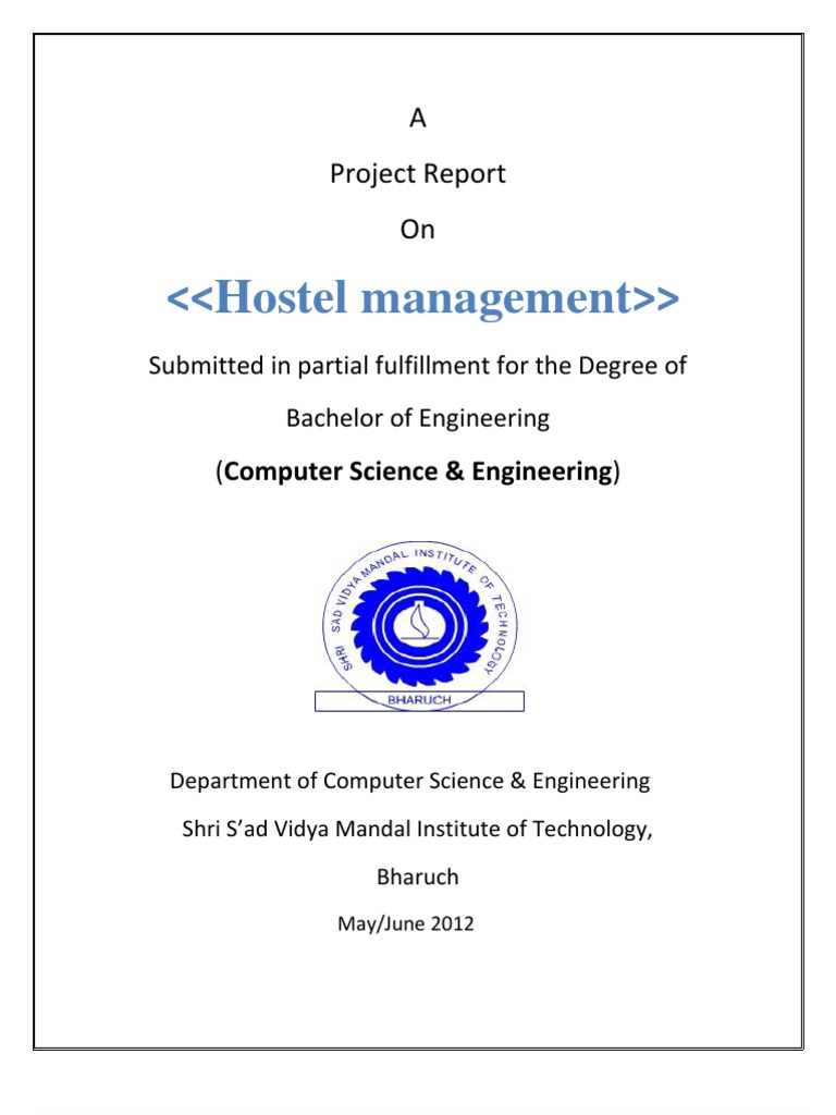 Hostel Management Project Report | PDF | Password | Information