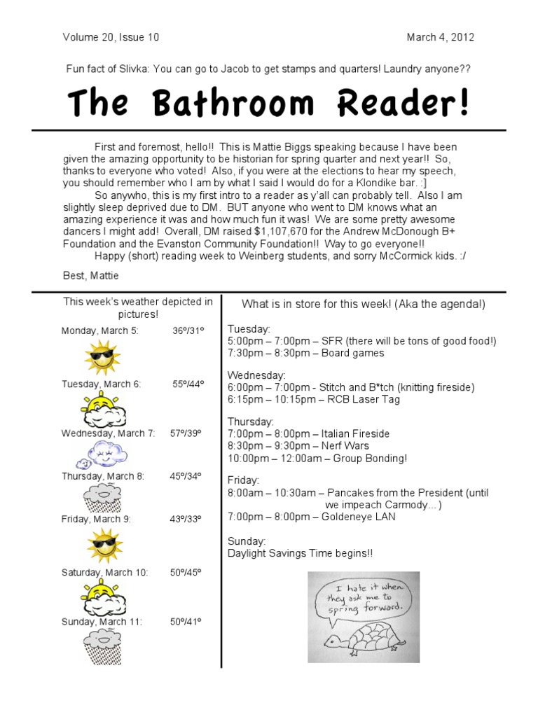 Slivka Bathroom Reader 3/4/2012 | PDF | Leisure | Foods