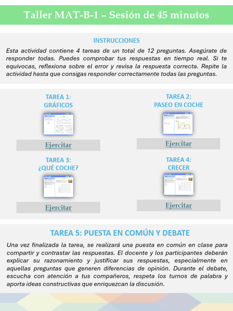 Taller MAT-B-1: Actividades y Debate | PDF
