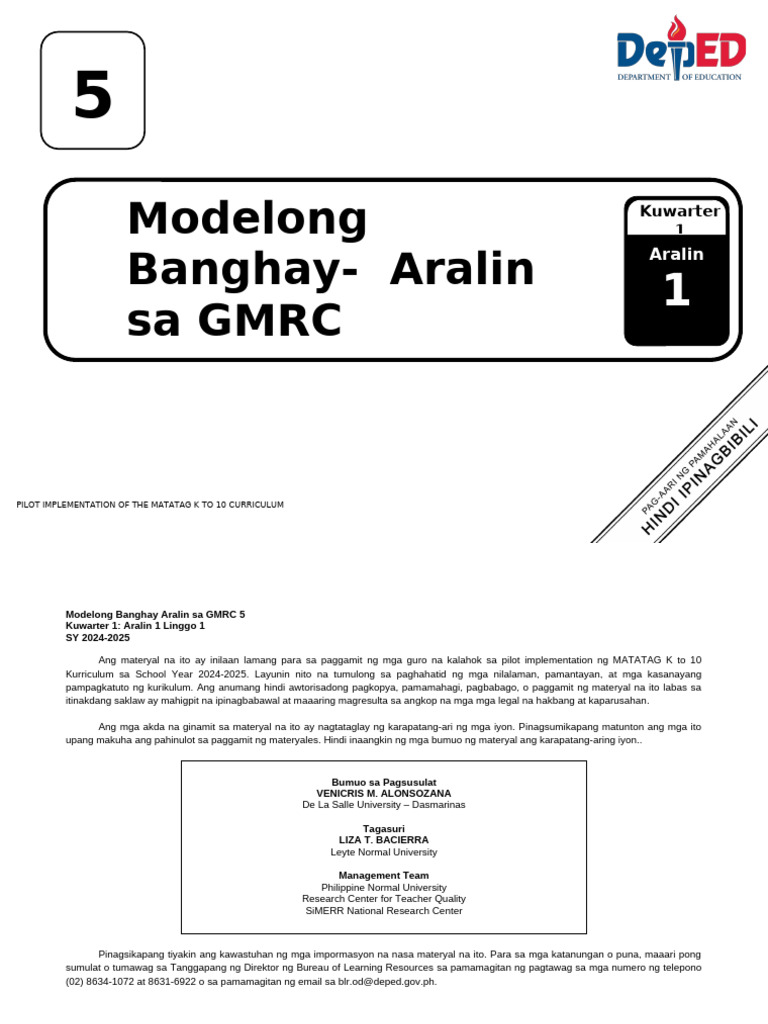 q1 Le GMRC 5 Lesson 1 Week 1 (Final) | PDF