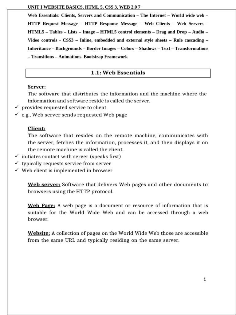 Web Essentials: HTML5, CSS3, Client-Server | PDF | World Wide Web ...