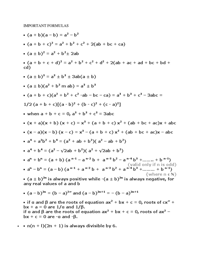Important Formulas Pdf Geometric Shapes Euclidean Plane Geometry
