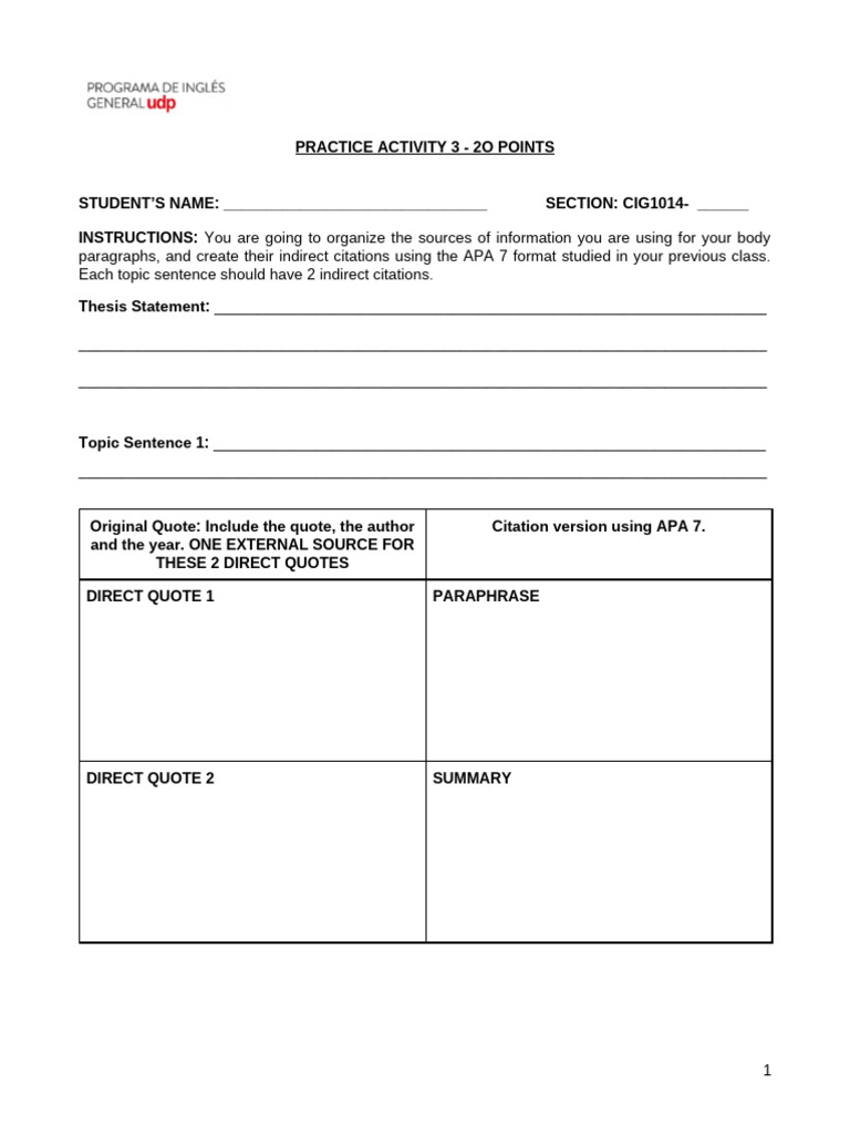 APA Citation Practice Activity Guide | PDF