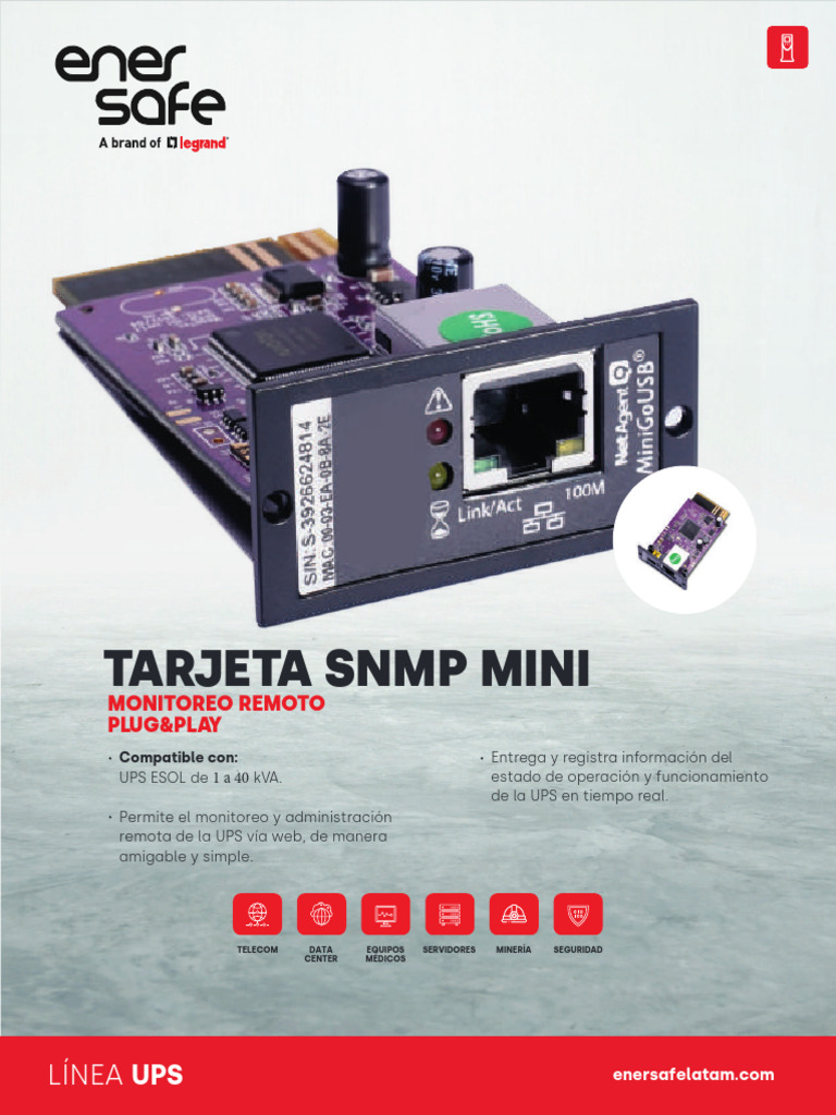Tarjeta SNMP Mini para UPS Enersafe | PDF