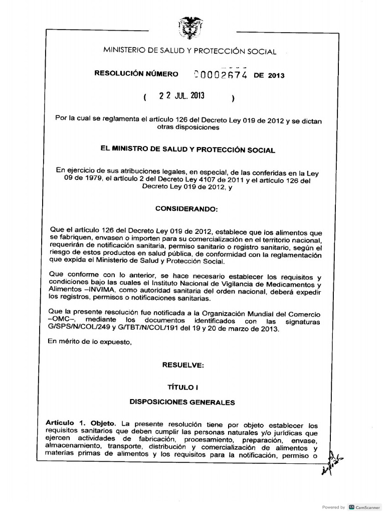 Resolucion 2674 de 2013 1 | PDF