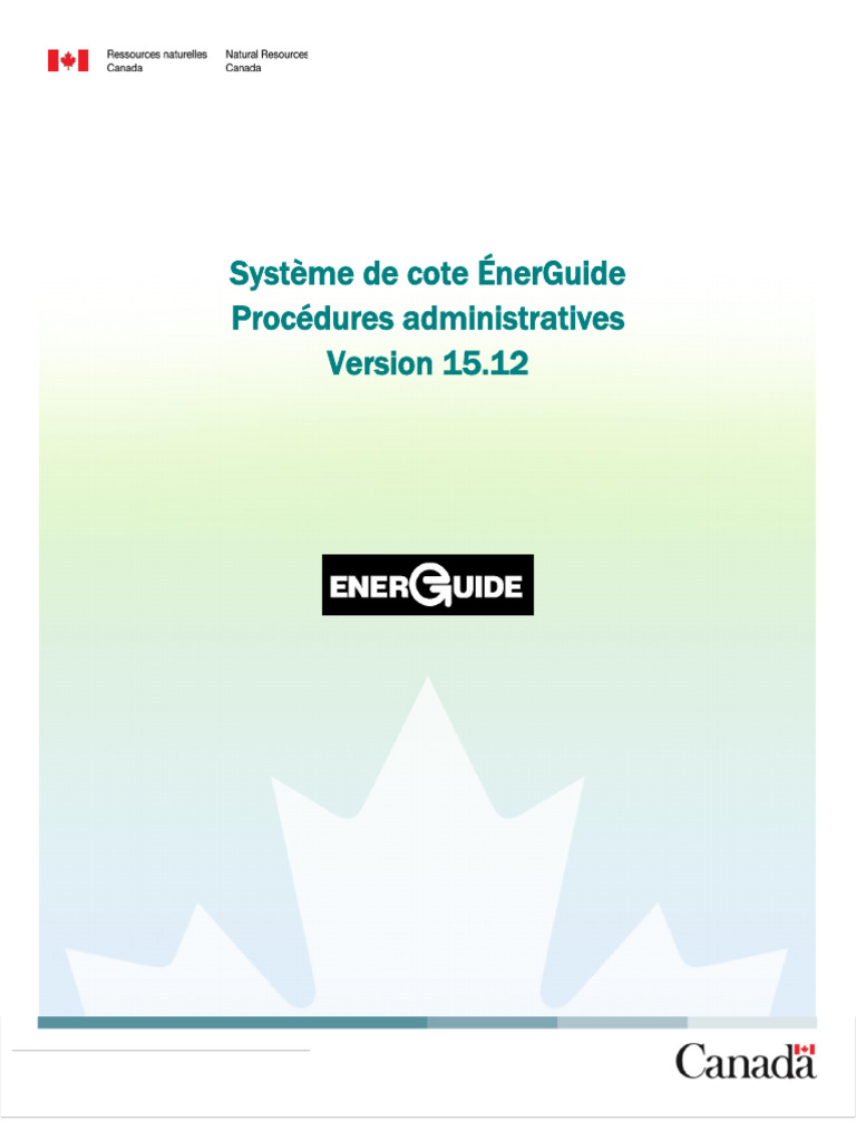 Procédures ÉnerGuide Version 15.12 | PDF | Efficacité énergétique | Canada