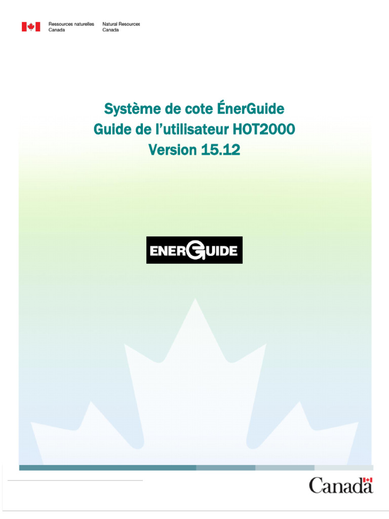 Guide utilisateur HOT2000 ÉnerGuide 15.12 | PDF | Efficacité ...