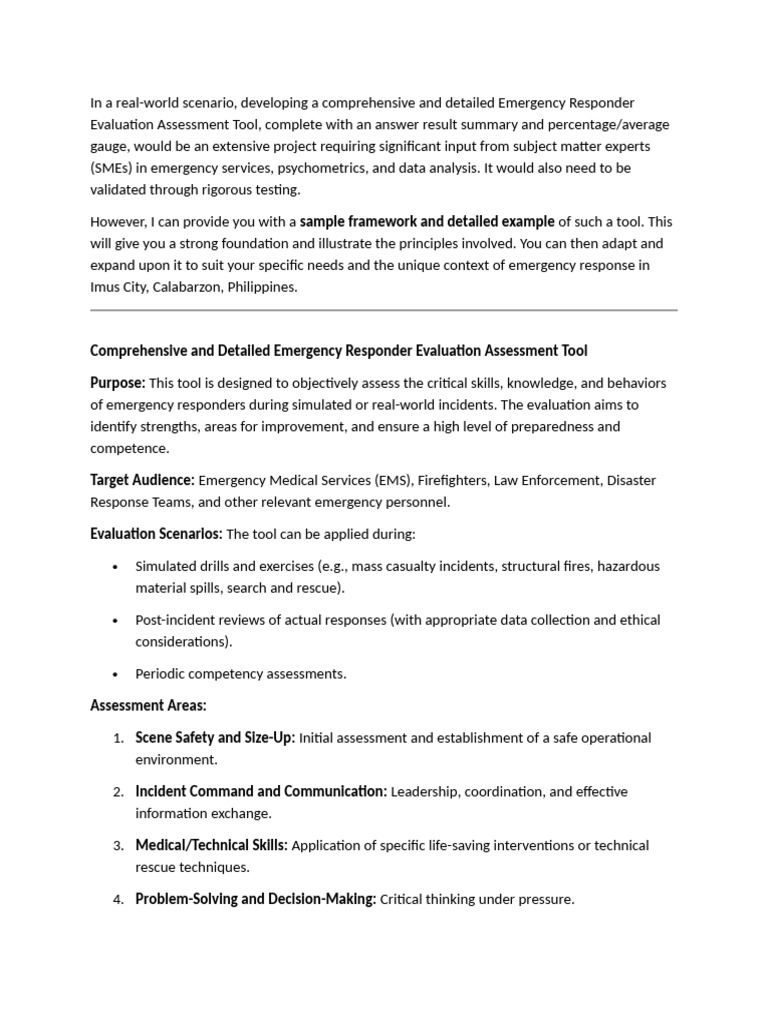 Emergency Responder Evaluation Tool | PDF | Emergency | Evaluation
