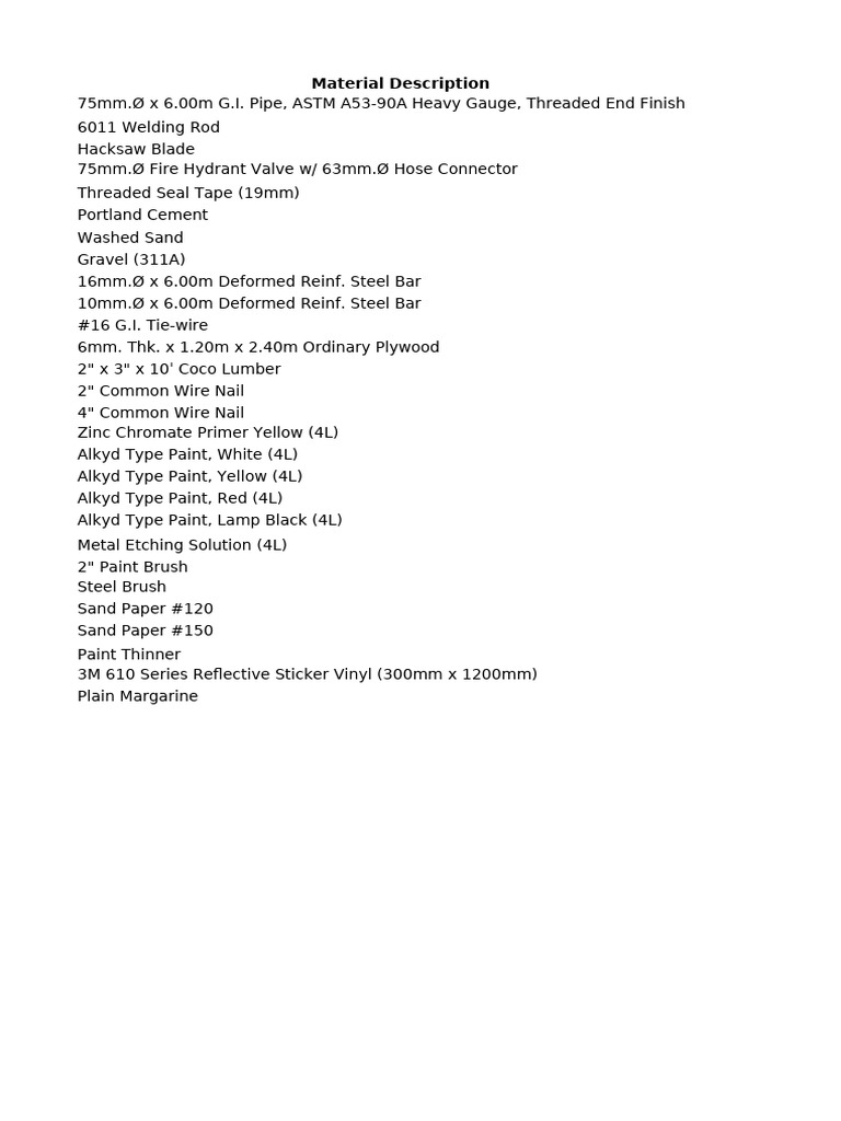 Construction Material Price List 2025 | PDF