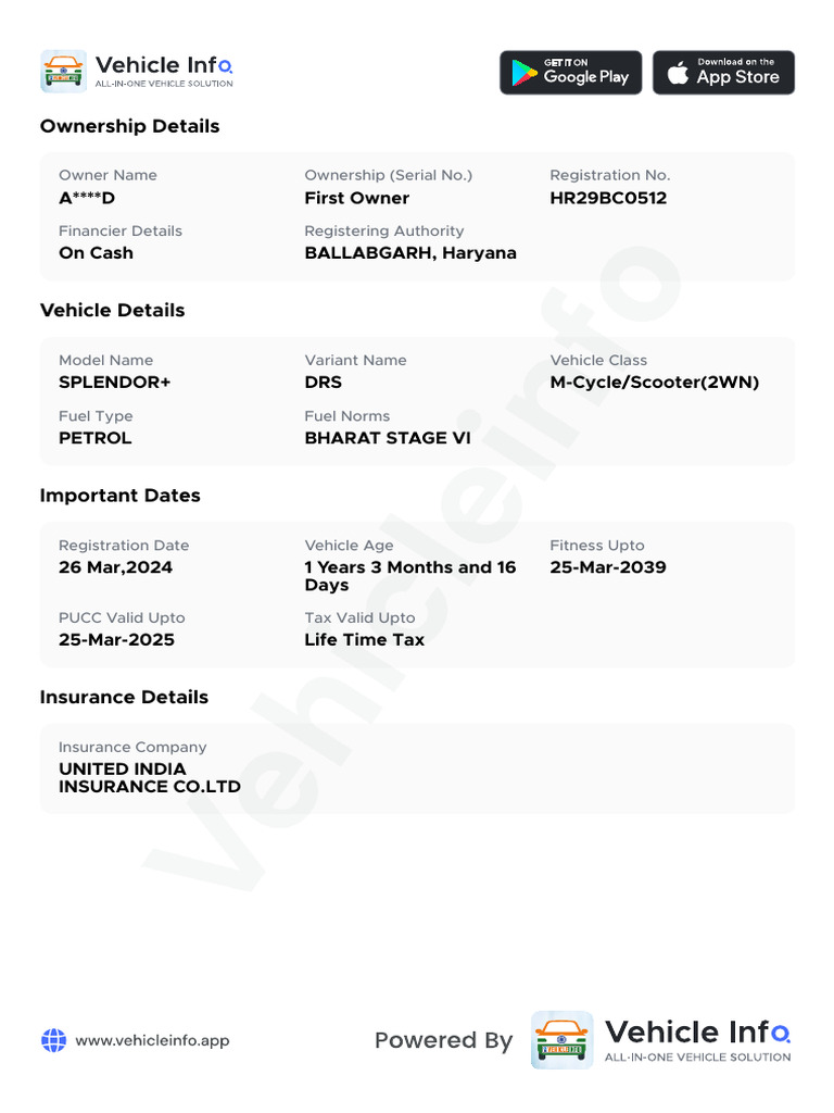 Vehicle Ownership and Details Report | PDF