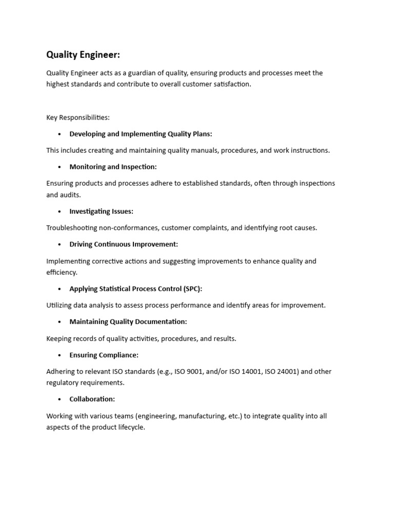 Quality Engineer | PDF