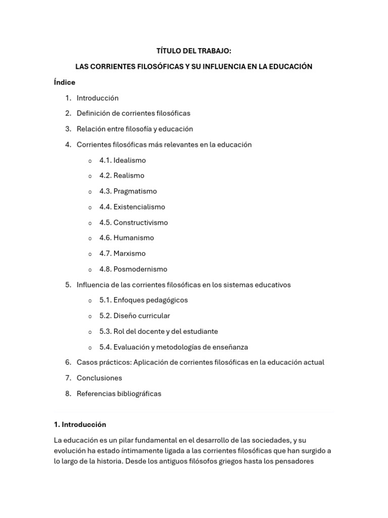 Corrientes Filosóficas en Educación | PDF | Plan de estudios ...