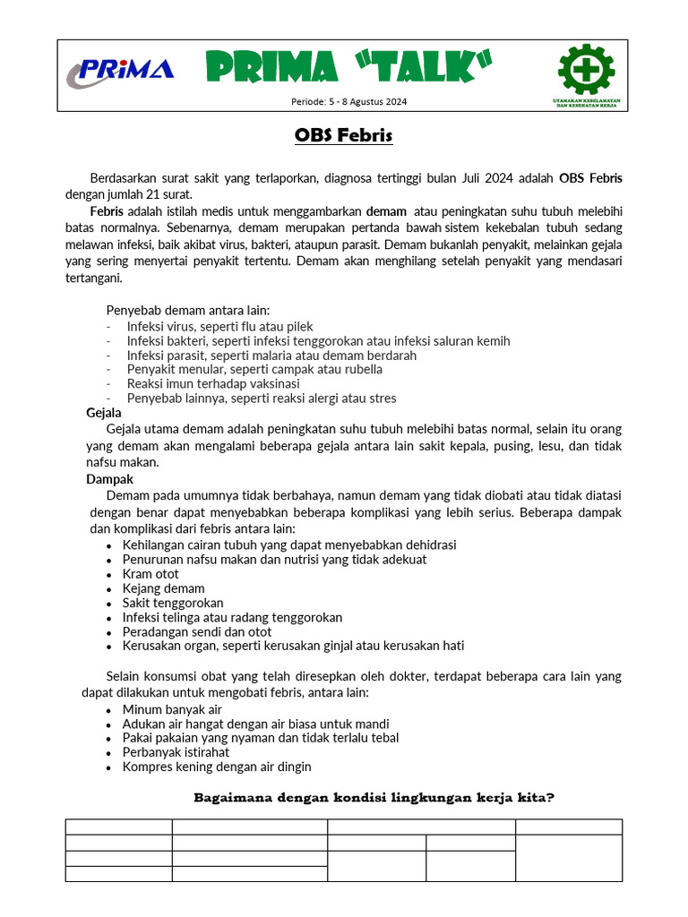 Diagnosa dan Pengobatan OBS Febris | PDF