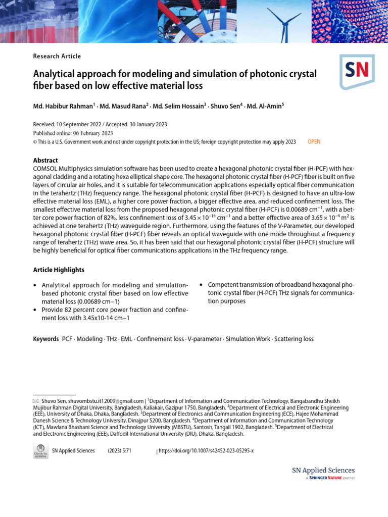 Hexagonal Photonic Crystal Fiber Design | PDF | Optical Fiber ...