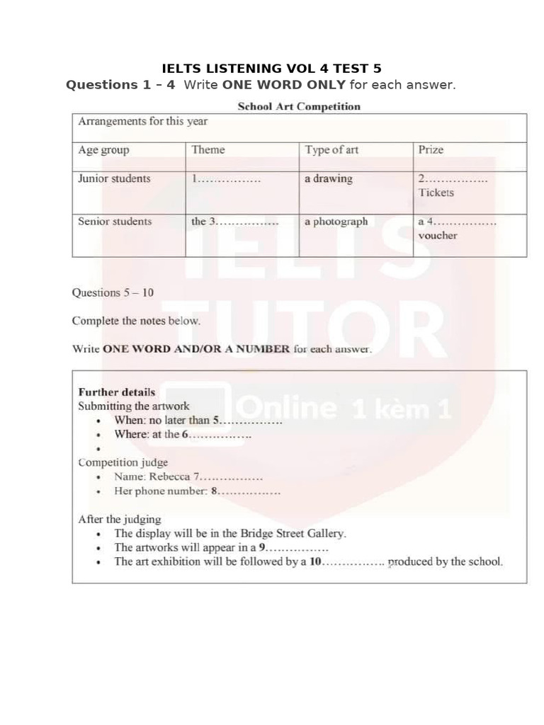 IELTS Listening Test 5 Overview | PDF