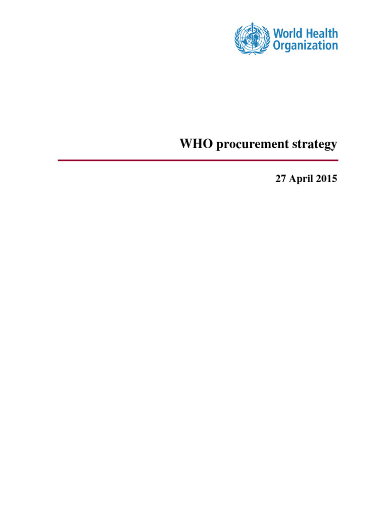 WHO Procurement Strategy Overview | PDF | Procurement | World Health ...