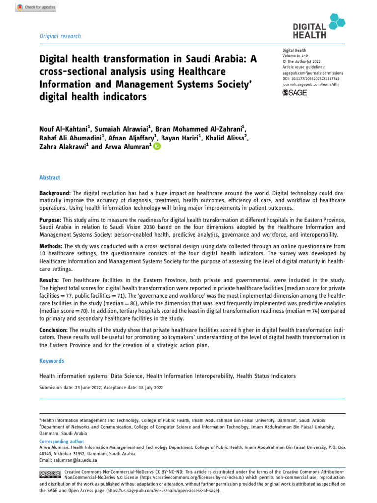 Digital Health Transformation in Saudi Arabia | PDF | Health Care ...