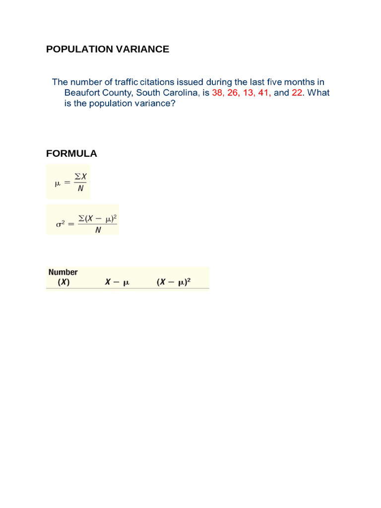 Population Variance | PDF